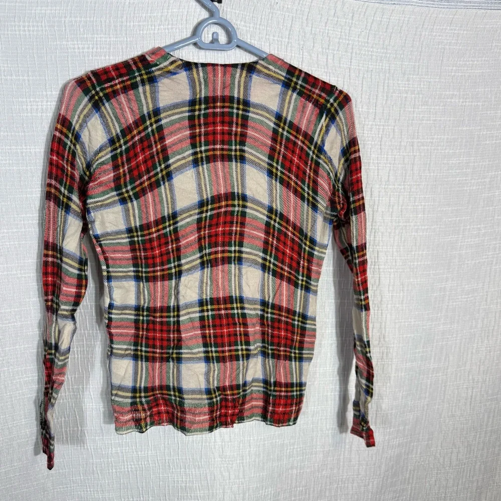 J. Crew Margot Snowy Stewart‎ Tartan Sweater Sz XS Red Green Plaid